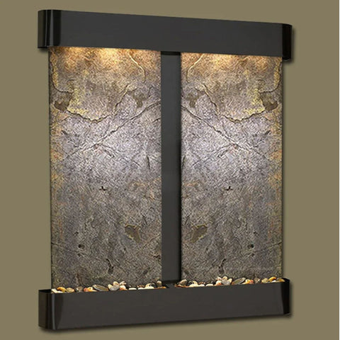 Cottonwood Falls Wall Mounted Water Fountain Antique Black Copper Trim And Green Featherstone=Rounded Corners