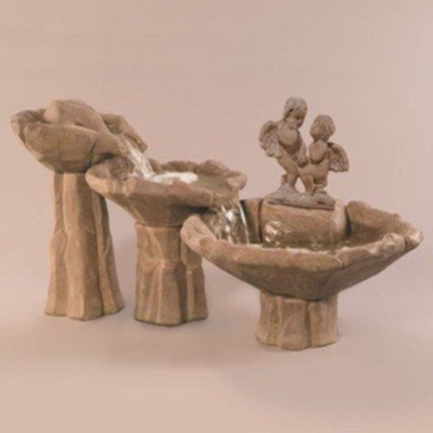 Courtship Cascade Garden Fountain With Beige Background