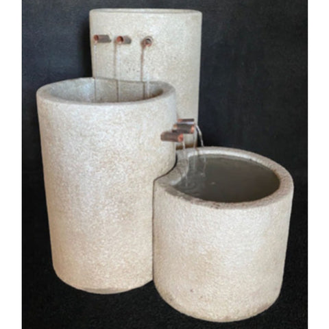 Cylinder Streams Cascade Fountain With Black Background