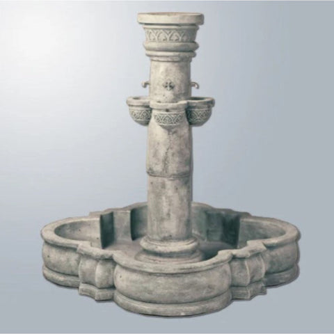 Del Moro Outdoor Water Fountain With Sculpted Figure With Gray Gradient Background