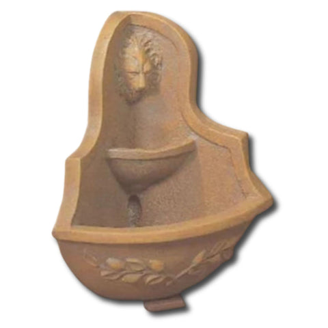 Deruta Lion Corner Wall Fountain With Plain White Background