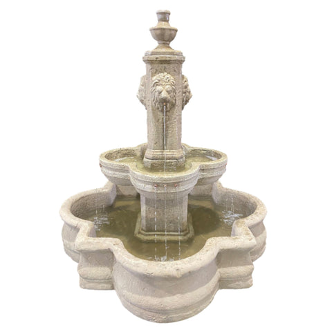 Diamante Lion Fountain with 66 Quatrefoil Basin With White Background