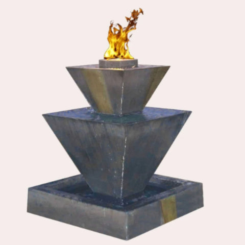 Double Oblique Fountain with Fire By Gist With Plain Background