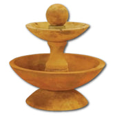 Due Two Tier Fountain Short With Spillways With Plain White Background