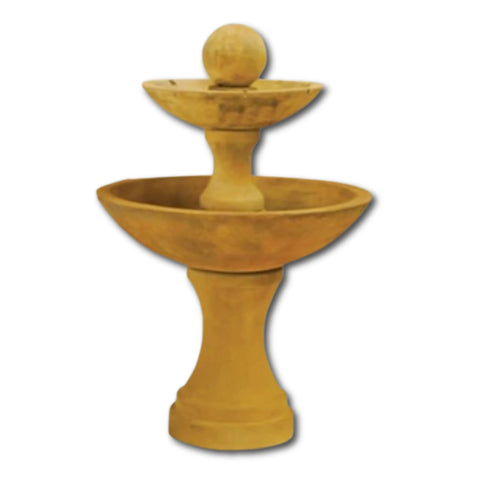 Due Two Tier Fountain With Spillways With Plain White Background