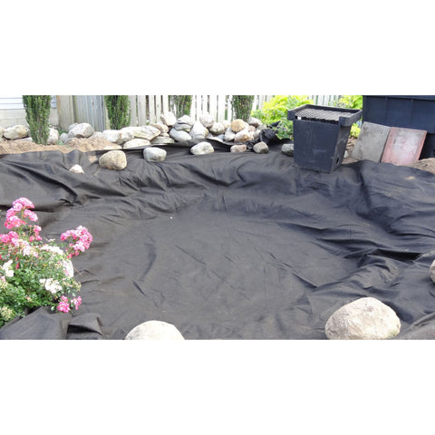 EasyPro DuraLiner Pond Liner Underlayment With Rocks And Flowers