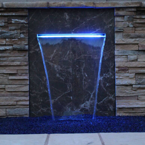 EasyPro Spillway Kit HB23KB With Blue Light Streams On Stone Wall
