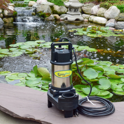EasyPro TH Series Submersible Pond Pump Clear Water With Water Lilies And Floating Plants