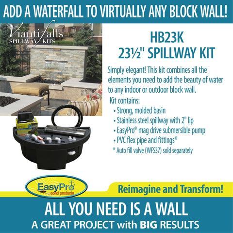 EasyPro Vianti Falls Spillway Kits HB23K Infographic 23 and a Half