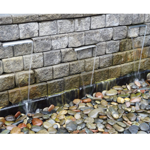EasyPro Vianti Falls Spillway Kits Water Flowing Into Smooth River Rocks