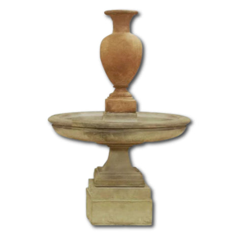 Etruscan Urn Short Fountain With Plain White Background