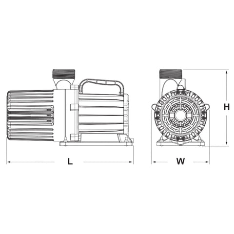 Evolution Aqua Varipump Pond Pump Showing Dimensions
