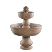 Fiore Stone 2-Tier Alonzo Garden Water Fountain With Plain White Background