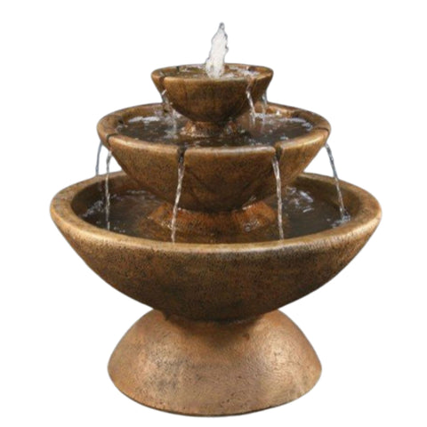 Fiore Stone 3-Tier Color Bowl with Lips Small Water Fountain With Plain White Background