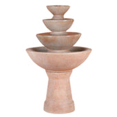 Fiore Stone 4-Tier Color Bowl Garden Water Fountain - Tall With Plain White Background
