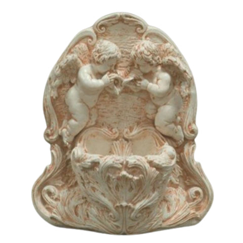 Fiore Stone Angel Wall Outdoor Fountain Plain White Background
