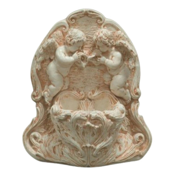 Fiore Stone Angel Wall Outdoor Fountain Plain White Background