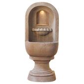 Fiore Stone Basque Wall Outdoor Fountain With Plain White Background