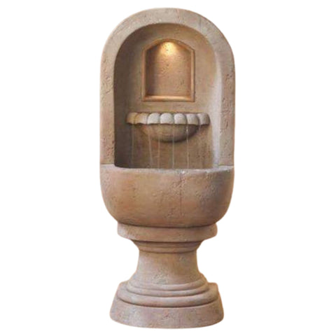 Fiore Stone Basque Wall Outdoor Fountain With Plain White Background