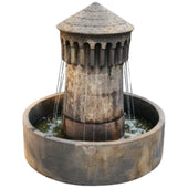 Fiore Stone Bastia Cast Stone Outdoor Fountain - Small With White Plain Background