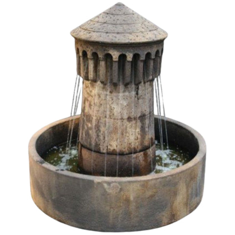 Fiore Stone Bastia Cast Stone Outdoor Fountain - Small With White Plain Background