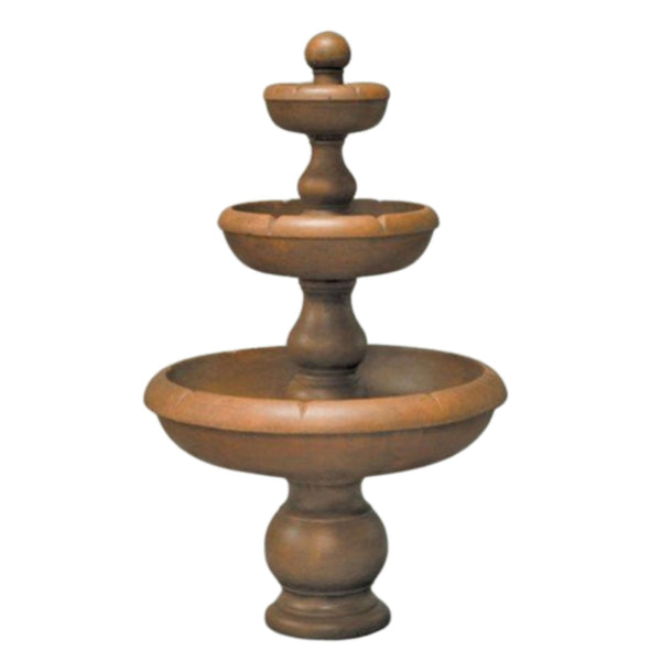 Fiore Stone Classic 3-Tier Cast Stone Outdoor Fountain With Plain White Background