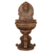 Fiore Stone Classic Lion Outdoor Wall Fountain With Plain White Background