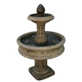 Fiore Stone Column Base Tiered Water Fountain With Plain White Background