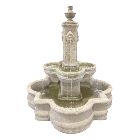 Fiore Stone Diamante Fountain with 66 Quatrefoil Basin With White Background