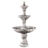 Fiore Stone Dijon Tiered Outdoor Fountain With Plain White Background