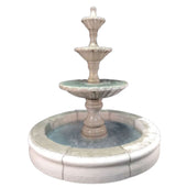 Fiore Stone Dijon Tiered Outdoor Fountain with Fiore Pond With Plain White Background