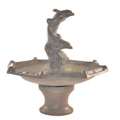 Fiore Stone Dolphins With Octagon Bowl Cast Stone Garden Fountain With Plain White Background