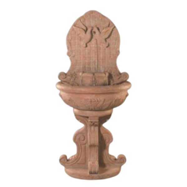 Fiore Stone Dove Wall Outdoor Fountain With Plain White Background
