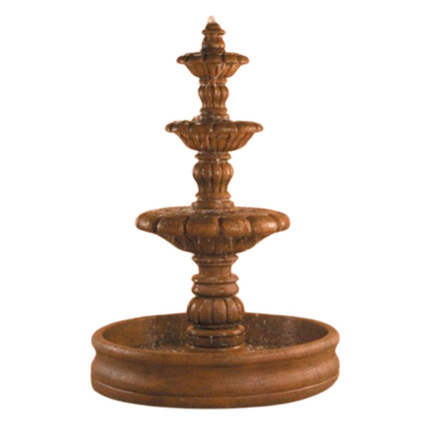 Fiore Stone Espana 3 Tier Outdoor Fountain With 55 Inch Basin With Plain White Background