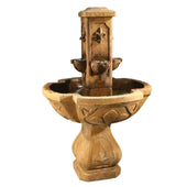 Fiore Stone Fleur De Lis Outdoor Water Fountain With Plain White Background