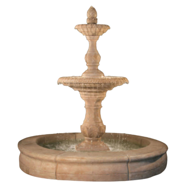 Fiore Stone Four Seasons Fountain with Fiore Pond With Plain White Background