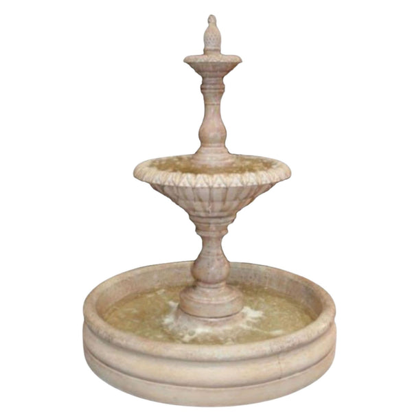 Fiore Stone Four Seasons Tiered Garden Fountain with 46 Inch Basin - Small With Plain White Background