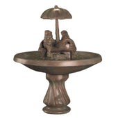 Fiore Stone Frogs on Love Seat Cast Stone Fountain With Plain White Background