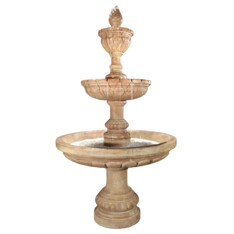 Fiore Stone Geneva 3-Tier Fountain With Plain White Background