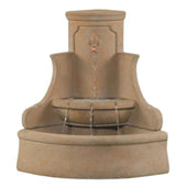 Fiore Stone Iris Corner Wall Outdoor Fountain With Plain White Background