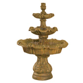Fiore Stone Italian 3-Tier Garden Water Fountain - Tall With Plain White Background