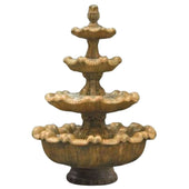 Fiore Stone Italian 4-Tier Outdoor Water Fountain With Plain White Background
