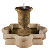 Fiore Stone Jillian Outdoor Fountain in Quatrefoil Basin With Plain White Background
