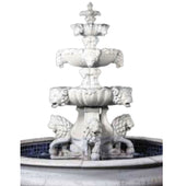 Fiore Stone Lion Outdoor Fountain with Lion Pedestal and Plumbed Bowl - Extra Large With Plain White Background