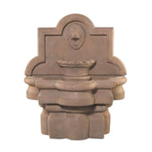 Fiore Stone Lion Quatrefoil Outdoor Wall Fountain With Plain White Background