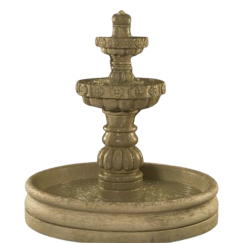 Fiore Stone Margarita 2 Tier Garden Fountain With 46 Inch Basin With Plain White Background