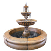 Fiore Stone Marsala 3-Tier Fountain with Fiore Pond With Plain White Background