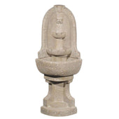 Fiore Stone Mateo Corner Wall Outdoor Fountain With Plain White Background