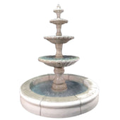 Fiore Stone Monaco 4-Tier Fountain with Fiore Pond With Plain White Background