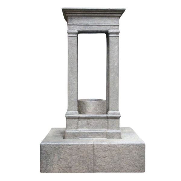 Fiore Stone Old World Center Rain Outdoor Water Fountain, Tall with Column With Plain White Background